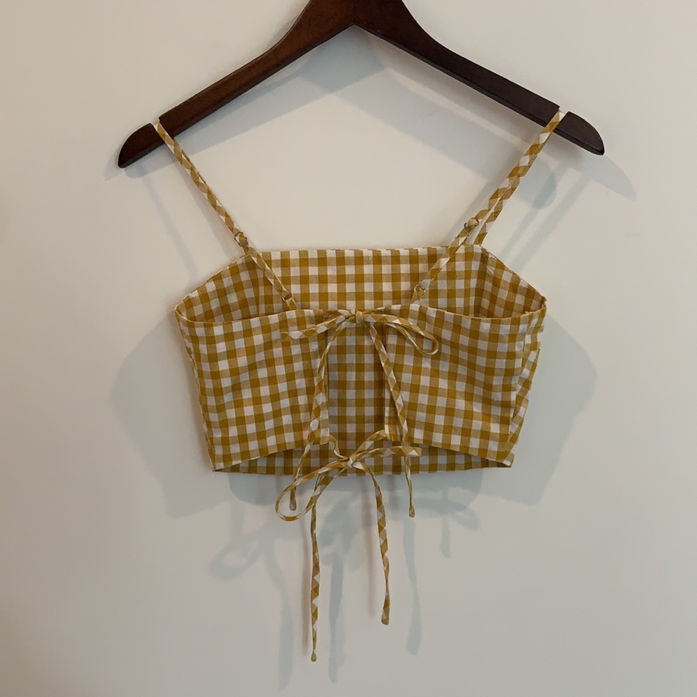 Cotton Candy LA Yellow Gingham Crop Top. Size S. - Picture 2 of 6
